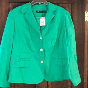 Ralph Lauren Green Linen Jacket Coat NWT